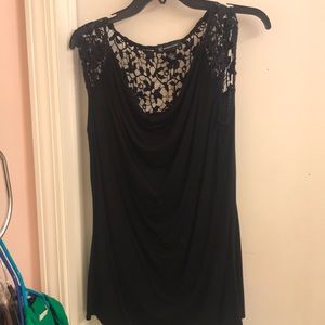 Black lace embellished tank